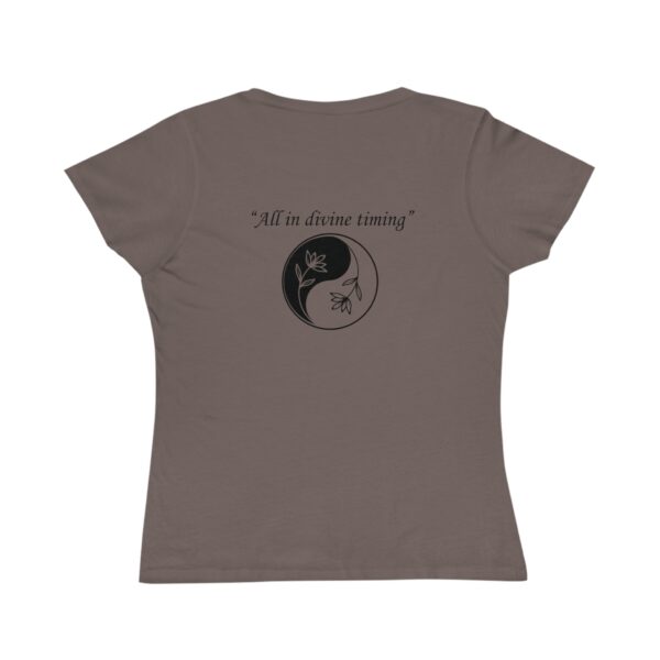 Womans "all in divine timing" t-shirt, elite evolution, spiritual, motivational, 100% Organic Cotton